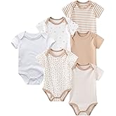 BABYSOLIS 6 Pack Unisex Baby Boy Girl Rompers 0-12months Infant Short Sleeve Bodysuits New Born Soft Cotton One-Piece Clothes