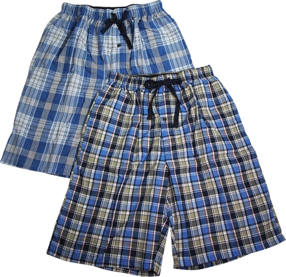 Hanes Mens 2 Pack Cotton Blend Woven Plaid Lounge Pajama ...