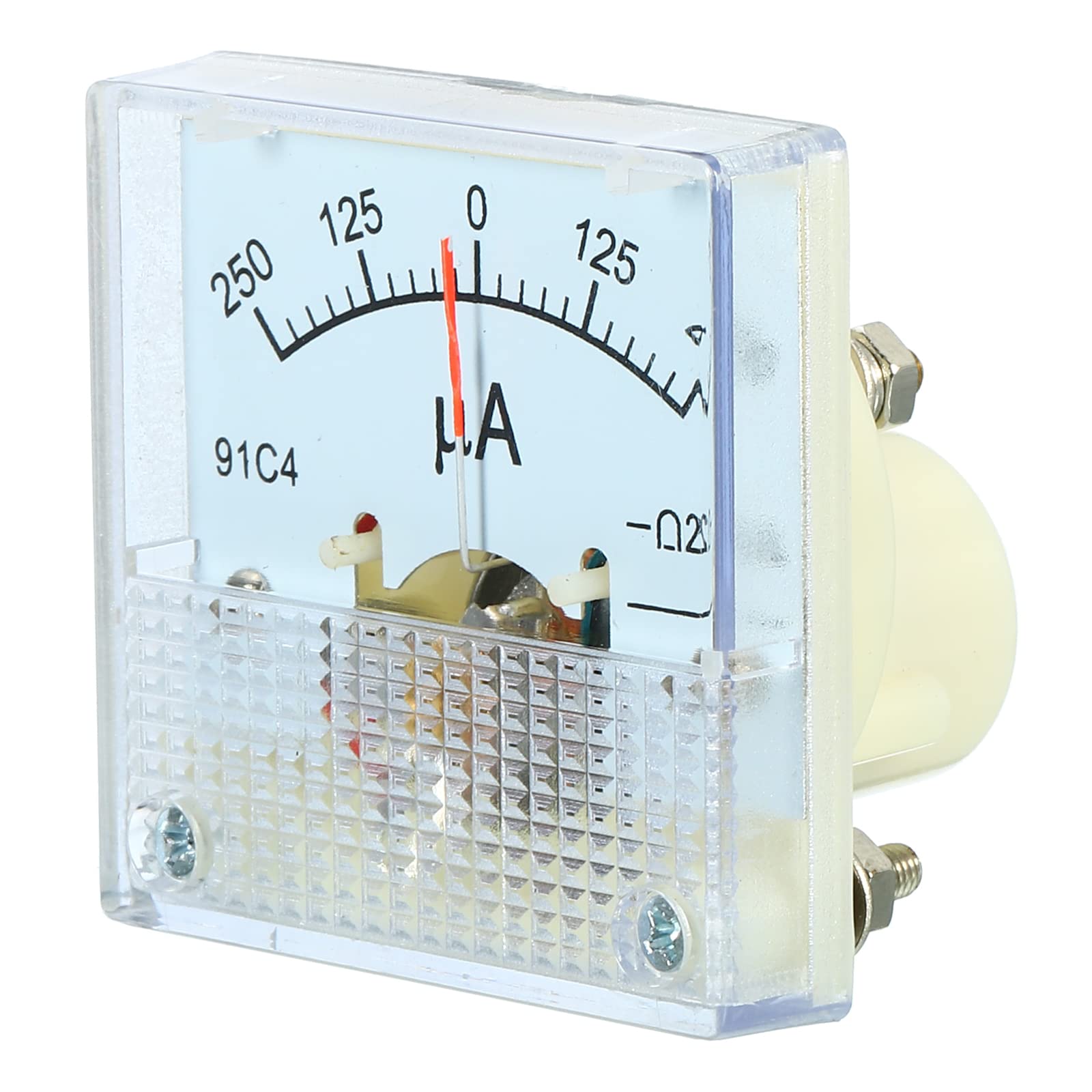 YOKIVE Analog Panel Ammeter, 91C4 Ampere Meter Current Tester, Great for Office, Art, Home, Daily Use (DC 0-250uA)