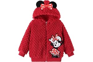 Disney Stitch Minnie Frozen Princess Girls/Boys Fleece Jacket Zipper Sherpa Fuzzy Hoodie Warm Winter Coat Outwear 2-13 Years