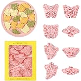 Butterfly Cookie Cutters 8 Pcs Plastic Biscuit Cutter Set 3D Pressable Cake Baking Fondant Embosser Stamps for Party Decoration Pastry Tools (F8)