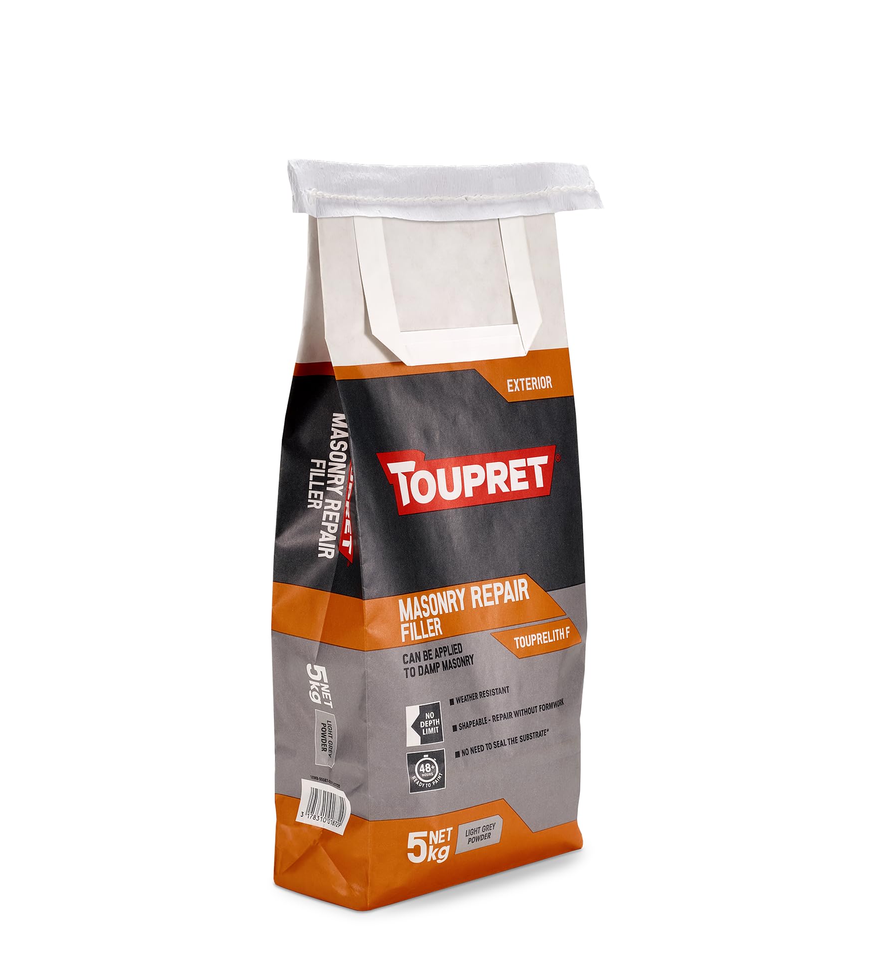 Toupret Masonry Repair Filler - Weather-Resistant Powder Filler for Exterior & Damp Masonry - No Shrink, Shapeable Deep Fills - Paint-Ready in 48‑72 hours - Cement-Based Repair Powder - 5kg