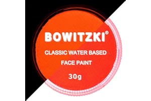 Bowitzki 30g Professional Face Paint Body Paint Water Based Face painting Makeup Safe for Kids and Adults Split Cake Single Color (Neon Orange Red)