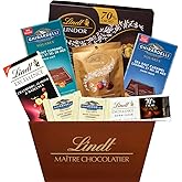 Lindt & Ghirardelli Signature Chocolate Gift Basket – Premium Truffles, Bars & Squares in Elegant Tray | Luxury Holiday, Birt