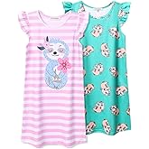 Perfashion 2-Pack Nightgown for Girls Flutter Sleeve Mermaid Pajamas Cotton Sleepwear Dressing gowns