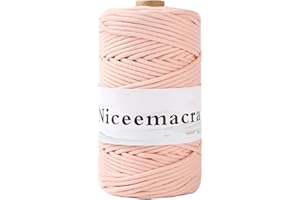 NICEEMACRA Braided Macrame Cord 3mm x 110yards,Cotton Macrame Rope, Colored Rope,Macrame String Cotton Yarn, Macrame Yarn Craft Cord Plant Hangers, Crafts, for Knitting (Lotus Pink)