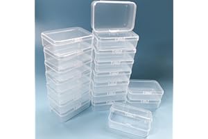 Wotermly 18 Pcs Small Plastic Case Small Mini Rectangle Clear Plastic Beads Storage Containers Box with Hinged Lid for Storage of Tiny Items (Size C 18 Pcs)