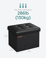 SONGMICS Storage Ottoman Foldable 31x41x31 cm Foot Stool 130 kg Ink Black view 5