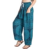 Tranquil Threads Women's Harem Pants with Pockets and Drawstring, Hippie Boho Yoga Clothes