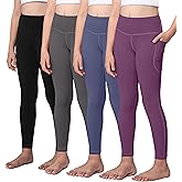 AENLLEY Yoga Active Leggings for Girls with 2 Pockets - Kids Workout Yoga Pants for Athletic (Pack of 2