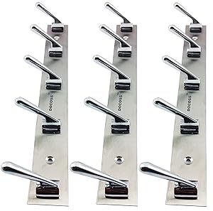 Docoss Deluxe 5 Pin Chrome Plated Hook Rail Set (Silver, Pack of 3)