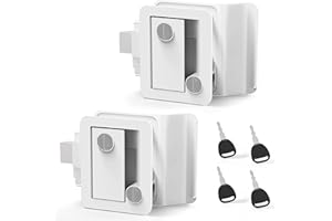 YOMILINK Upgraded 100% Metal RV Door Lock, 2 Pack 2 Keyed Alike Matching Key, Replacement Door Latch Kit with Paddle Deadbolt, for Camper Horse Trailer Cargo Hauler, White