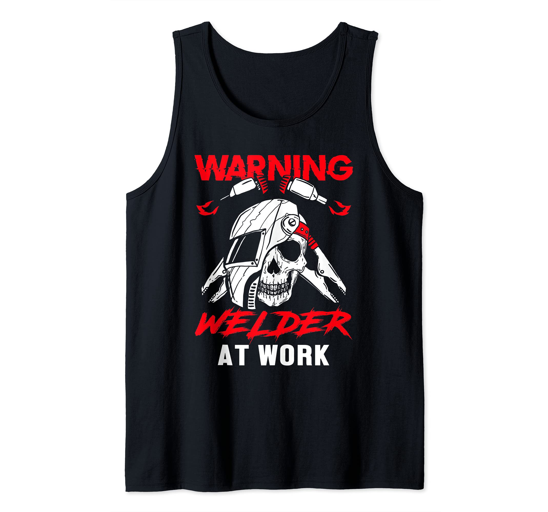 Warning Welder At Work Skull Skeleton Welder Engineer Tank Top