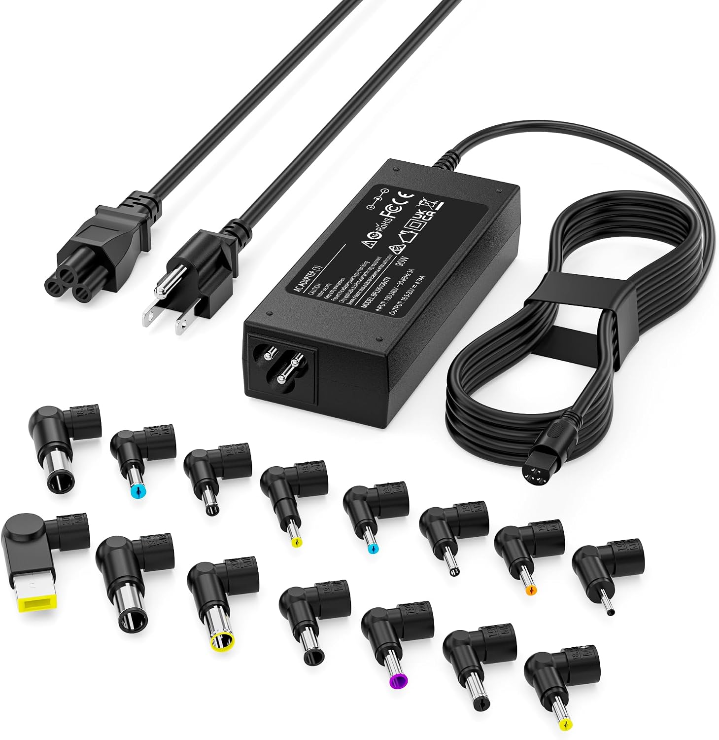 RicChic 90W Universal Laptop Charger Compatible with HP Dell Asus Lenovo Acer Sony AC Adapter IBM Gateway Notebook Ultrabook Chromebook Pavilion Inspiron Latitude Power Supply Cord with 15 Tips