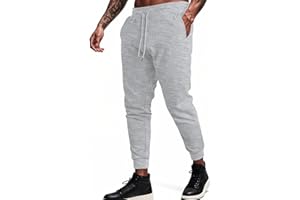 Men Jogger Sweatpants Waffle Knit Tapered Athletic Pants Elastic Waist Drawstring Zip Pocket Cuffed Ankle Lounge Gym