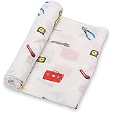 LollyBanks Muslin Swaddle Blankets, Soft Cotton Muslin Baby Blanket, 47 x 47 Inches Newborn Swaddle, Baby Boy Essentials, Registry (Tool Box Print)