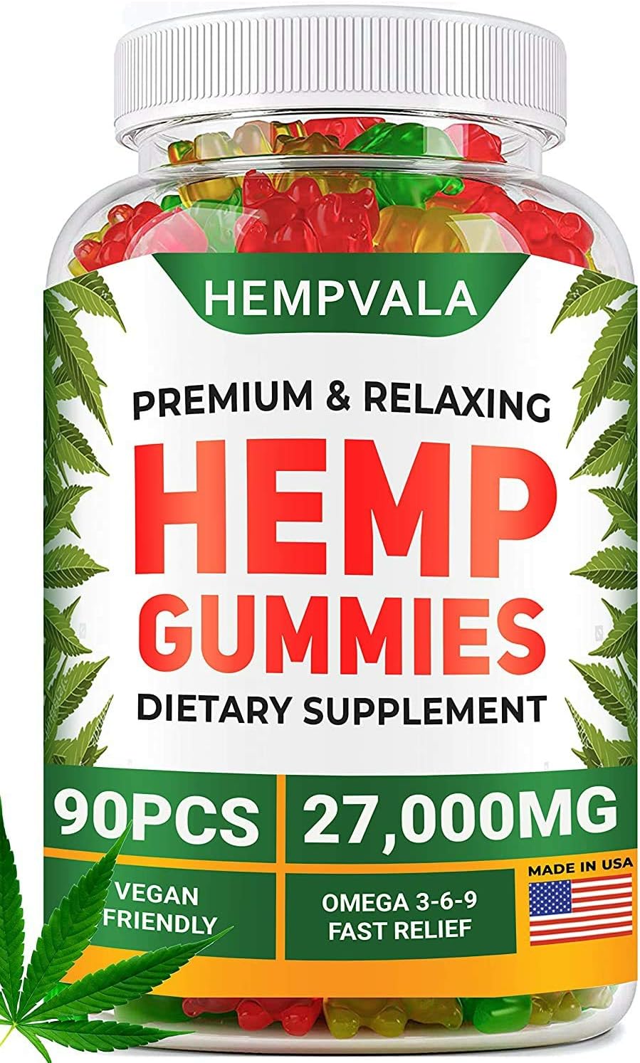 Premium Gummies - 27000 MG Oil Infused 90 Gummy Bears - Sleep, Anxiety, Memory & Mood Support - Made in The USA