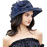 Organza Kentucky Fascinator Hat for Women - Derby Cocktail Tea Party Sun Hat Wedding Bridal Flower Church Hat Packable