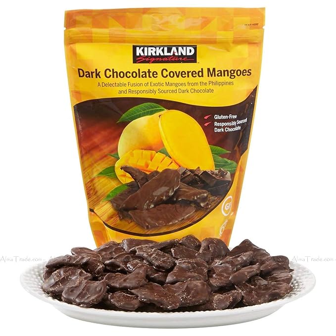 Kirkland Signature Dark Chocolate Covered Sliced Dried Mangoes Gluten