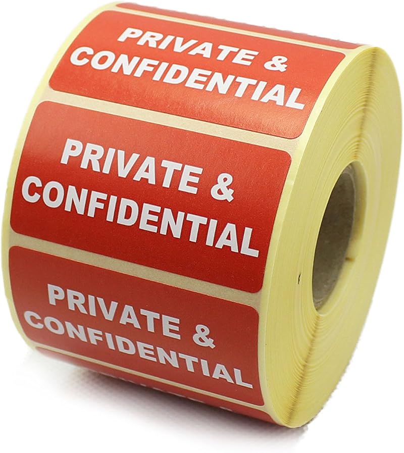 Label Metrics Private Confidential Stickers 1000 Roll 50x25mm Red White Mailing