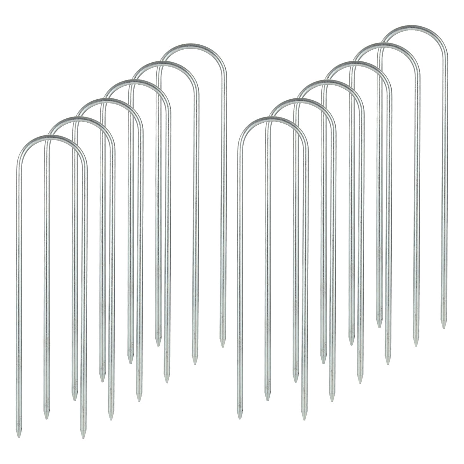 WOPPLXY 12PCS Trampoline Pegs 12inch - Heavy Duty 300mm U Shaped Tent Pegs Ground Anchor Pegs - Galvanized Steel Ground Stakes for Tent, Trampoline, Football Goal, Marquee,Swing, Garden - 6mm Thick