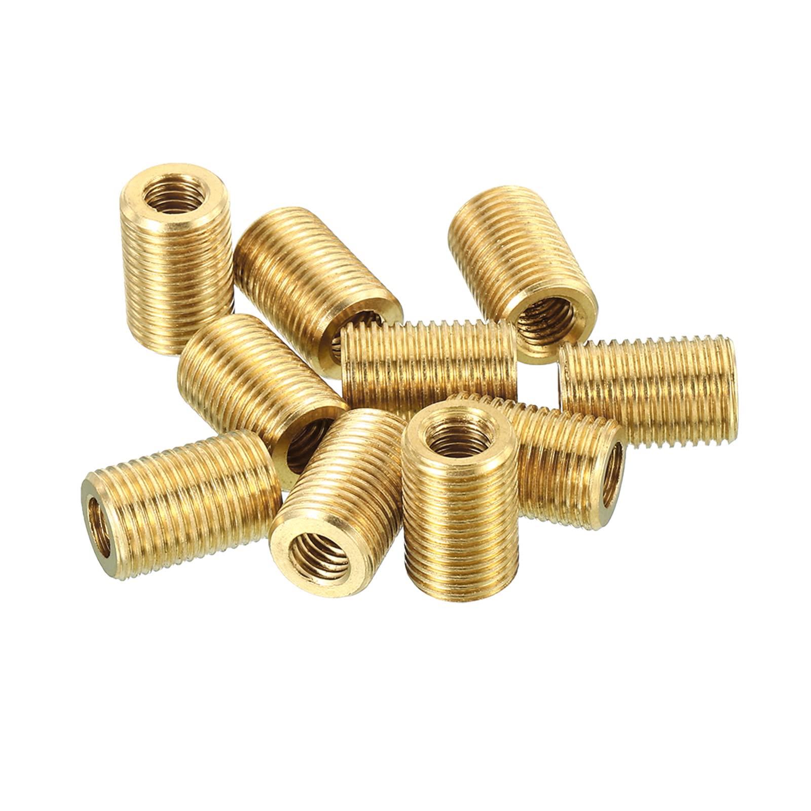 PATIKIL M10 to M6 Fine Thread Adapter Reducer Thread Reducing Nuts Insert, 10 Pack 15mm Threaded Hollow Tube Adapter Brass Coupler Connector Pipe Fitting