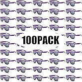 QYVEWY 50/100 Pack Bulk Sunglasses for Adult Retro 70s 90s Cheap Glasses UV400 Protection (100Purple, Black)