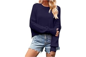 SHOPESSA Womens Fall Clothes Cropped Drop Shoulder Sweater Mock Neck Long Sleeve Tops Cuff Pullover Going Out Tops for Women