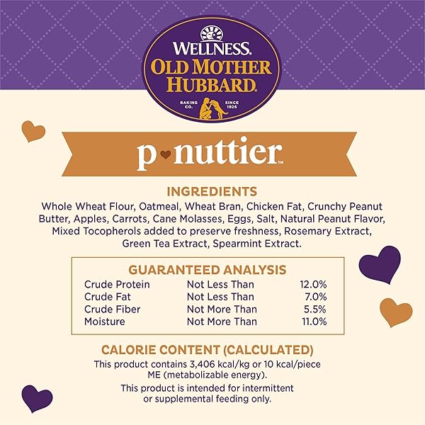 OLD MOTHER HUBBARD WELLNESS P-NUTTIER DOG BISCUITS, NATURAL, TRAINING TREATS, PEANUT BUTTER FLAVOR, MINI SIZE, (6 POUND BOX)
