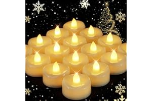 merrynights Flameless Candles, 24 Pack LED Tea Lights Candles Battery Operated, Last 200+ Hrs Flickering Tea Lights, Flameless Tealight Candles for Halloween Diwali Fall Christmas Wedding
