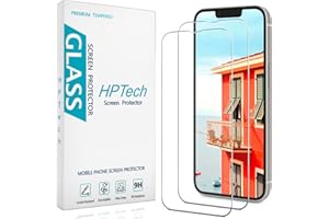 [2 Pack] HPTech Screen Protector for iPhone 13/13 Pro 6.1-Inch Tempered Glass, Anti-Scratch, Bubble Free