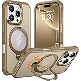 Temdan Designed for iPhone 16 Pro Max Case,[with 360°Rotatable Invisible Magnetic O-Ring Stand][Military Grade Shockproof][Compatible with MagSafe] Anti-Slip Translucent Matte Phone Case 6.9"