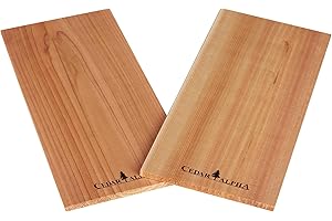 CEDAR ALPHA 2 Pack Premium Cedar Planks for Grilling Salmon, Meat Fish and Veggies. Adding Extra Smoke and Flavor, Soaking Fast, Easy to Use Hickory Cedar Grilling Planks (11.8"X5.7")