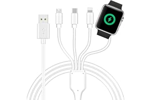 TOP-UP 4 in 1 Watch & Phone Charger Cable, Multi Charging Cord, Fast Magnetic Cable USB Type C for Apple Watch, iPhone, Pods, Android & More / 3.3ft