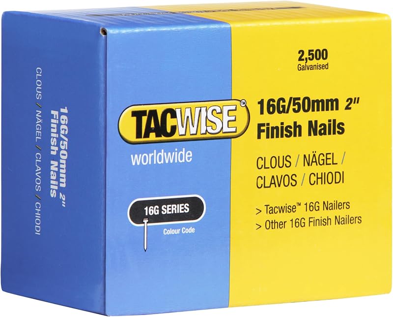 Tacwise 0298 16G 50mm Galvanised Finish Nails Pack of 2500
