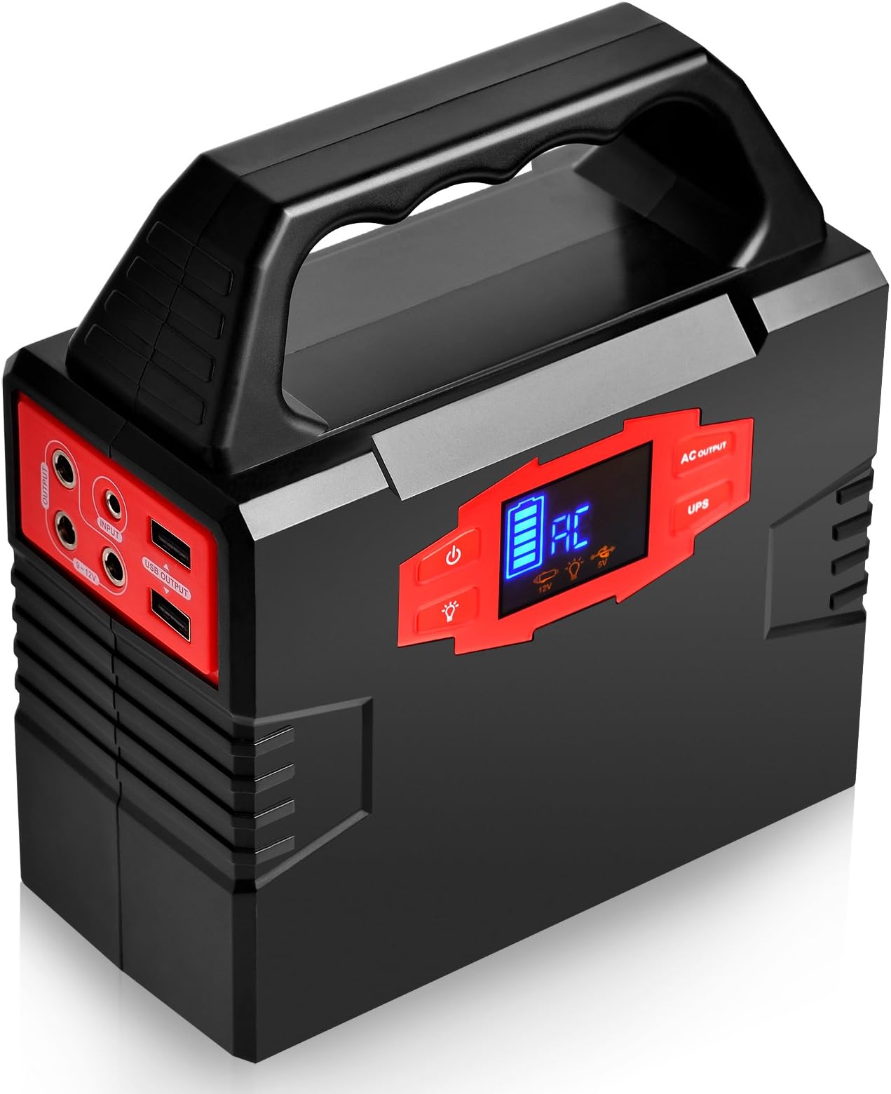 GCSJ Portable Generator Power Inverter, 40800mAh CPAP Battery Pack Hurricane Emergency Power Supply Charged by Solar Panel/Wall Outlet/Car with Dual 110V AC Outlet, 3 DC 12V Ports, USB Ports