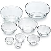 Duralex Le Gigogne Glass Mixing Bowl Set &ndash; 9-Piece Clear Stackable Prep Bowls Made of Durable Glass