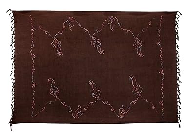 Ciffre Sarong Pareo Wickelrock Strandtuch Lunghi Dhoti Schlicht Blickdicht Einfarbig Stickerei Uni [Grau Grün Blau Rot Lila B