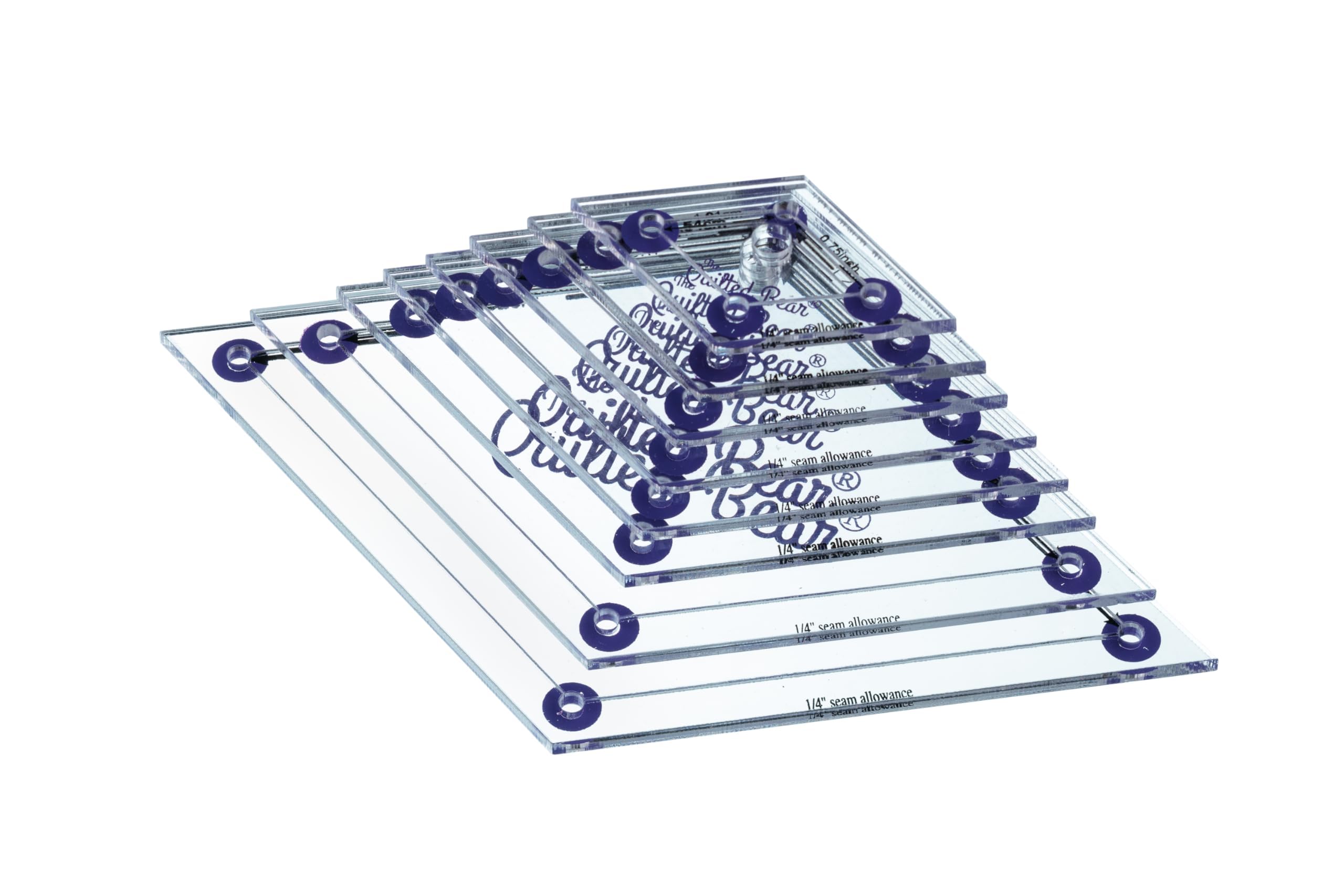 The Quilted Bear Diamond Quilting Templates - Set of 8 Non-Slip Clear Acrylic Patchwork Quilt Templates, Quilting Accessories for Patchwork, Dressmaking and Sewing (3/4 inch - 3 inches)