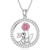 SELKAT S925 Sterling Silver Cat/Rabbit/Elephant/Penguin/Panda Necklace for Women Cute Animal Pendant Necklace for Birthday Mothers Day Christmas