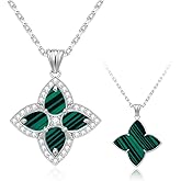 S925 Women's Sterling Silver Pendant Necklace - Classic Mother Pearl Four-Leaf Flower Necklace with Cubic Zircon, Hypoallergenic Fine Jewelry Gift