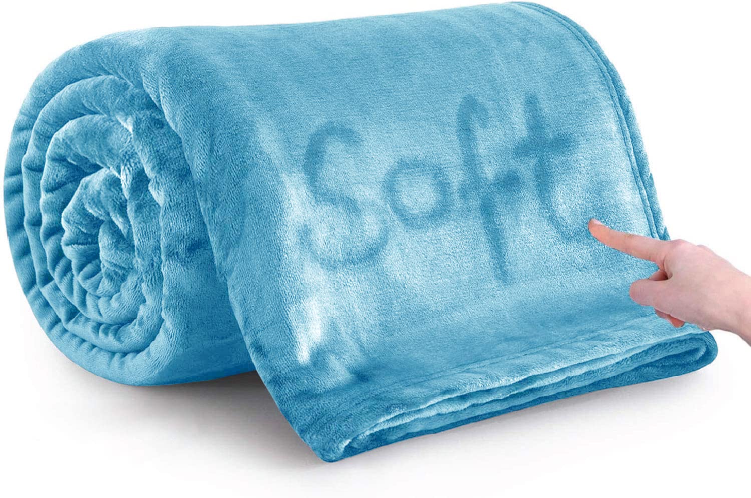 MOONLIGHT20015 Fleece Blanket for Bed - Soft Cosy Fluffy Throw Blankets Queen Size, 400 GSM Silk Touch Warm Large Throws for Audlts, Light Blue, 200x240 Cm โ image 1