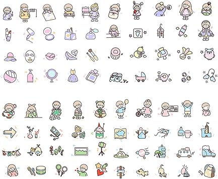 Amazon Co Jp 160枚セットと紙シール シール フレークシール 手帳シール ノートシール 表情 着こなし 日常生活をテーマに素材 お洒落 な日記の可愛いシール ホーム キッチン