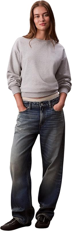 Logótipo do Arquivo de Sweatshirts Femininas Francês Terry Decote Revolta, Cinzento (História Cinzento Heather), L