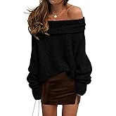 PRETTYGARDEN Women's Off The Shoulder Sweater Long Sleeve Tops 2026 Fall Loose Knit Pullover Sweaters Winter Clothes