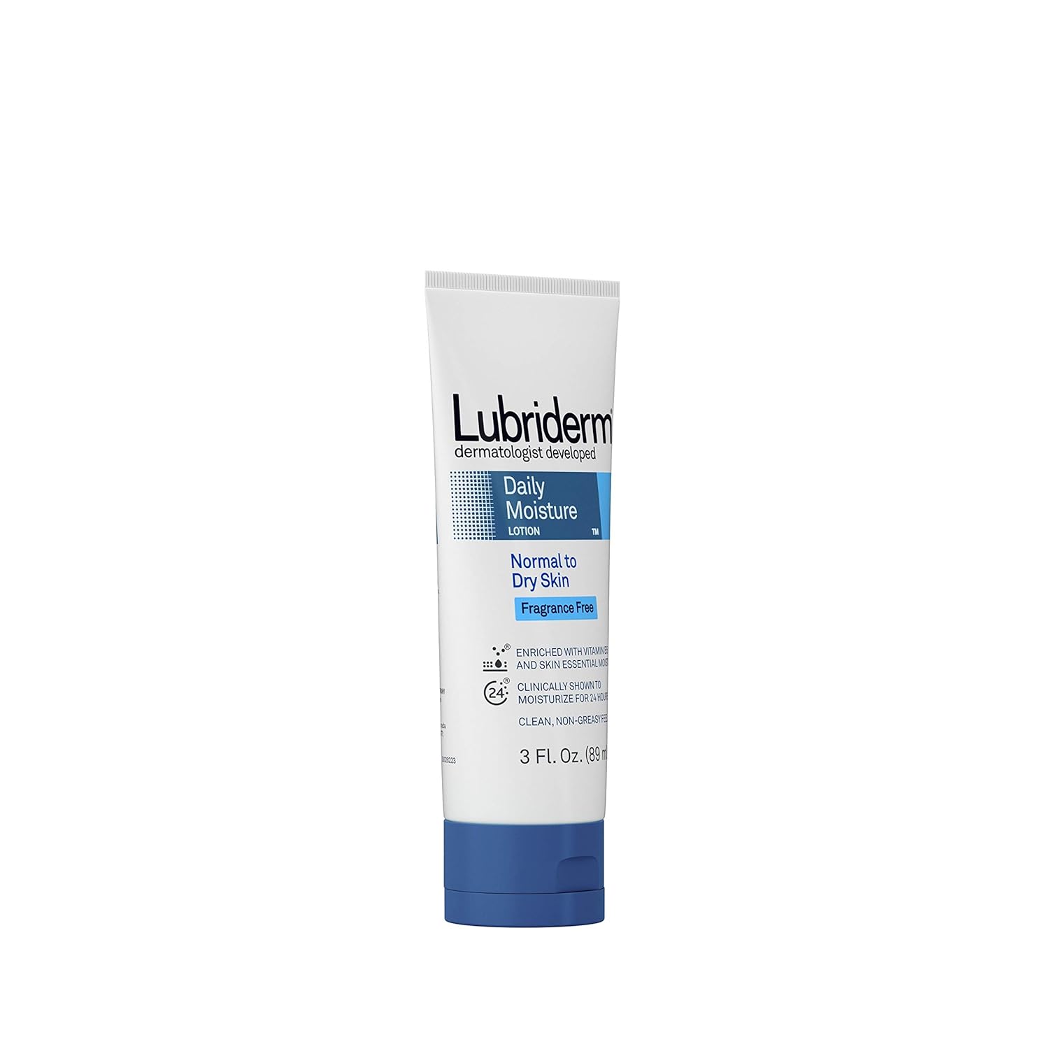 Lubriderm Daily Moisture Hydrating Unscented Body Lotion with Vitamin B5 for Normal to Dry Skin, Non-Greasy and Fragrance-Free Lotion, 3 fl. oz : Beauty