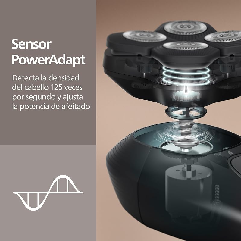 Afeitadora Cabeza Serie 7000 Pro – Afeitadora Cabeza para Hombres y Mujeres, Cabezal flexible 360°, Cuchillas ComfortCut para un Afeitado Apurado y Suave, HS7980/15