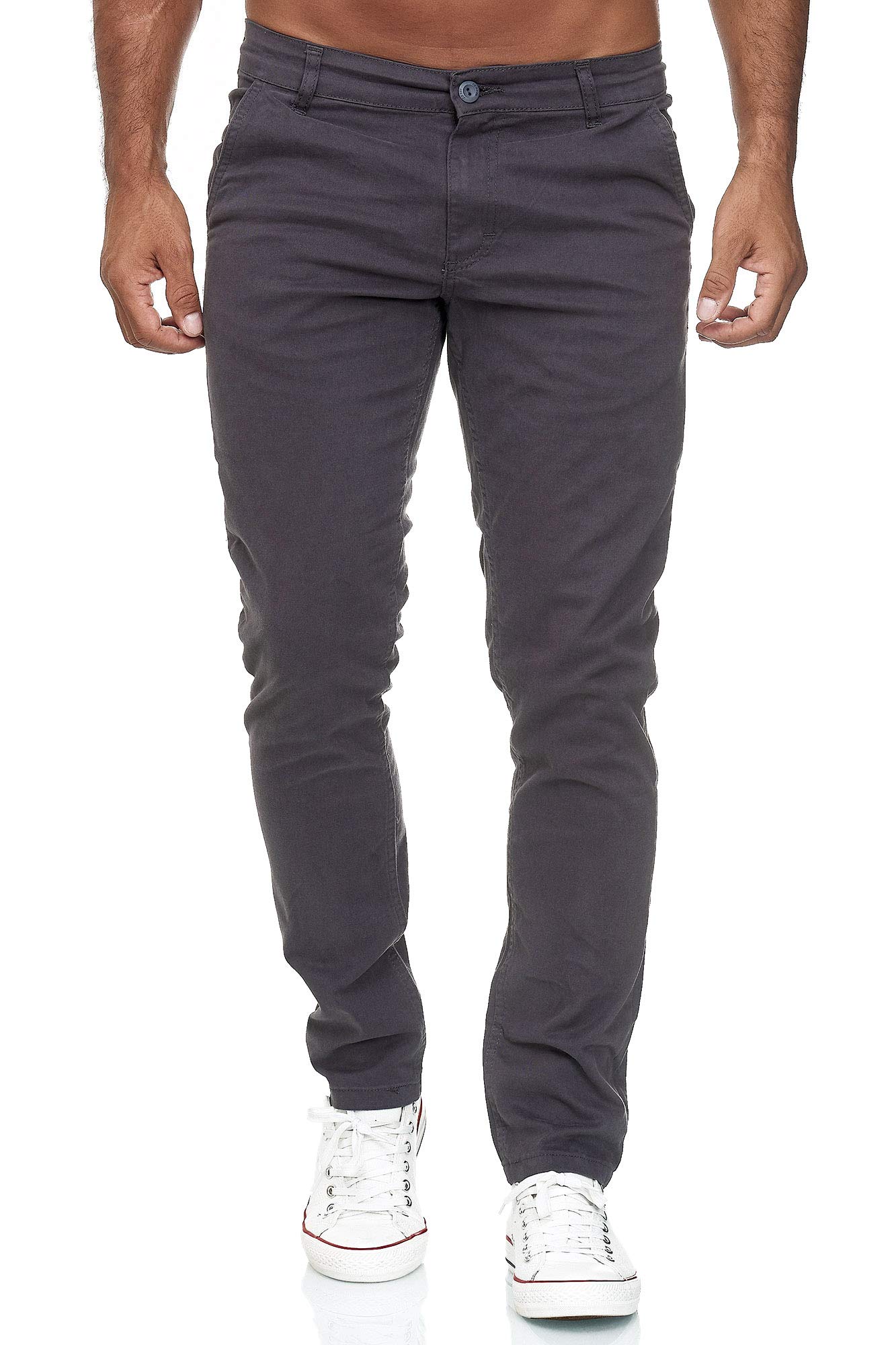 Elara Herren Chino Hose Slim Fit Stretch Chunkyrayan MEL009-Anthrazit-31/34