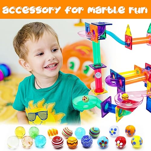 VEALIZUU 30 PCS Glass Marbles for Kids, 25 Colorful Assorted