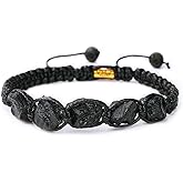 Handmade Natural Stone Black Tourmaline 5 pc Adjustable Black String Bracelet Men's and Women's Gifts